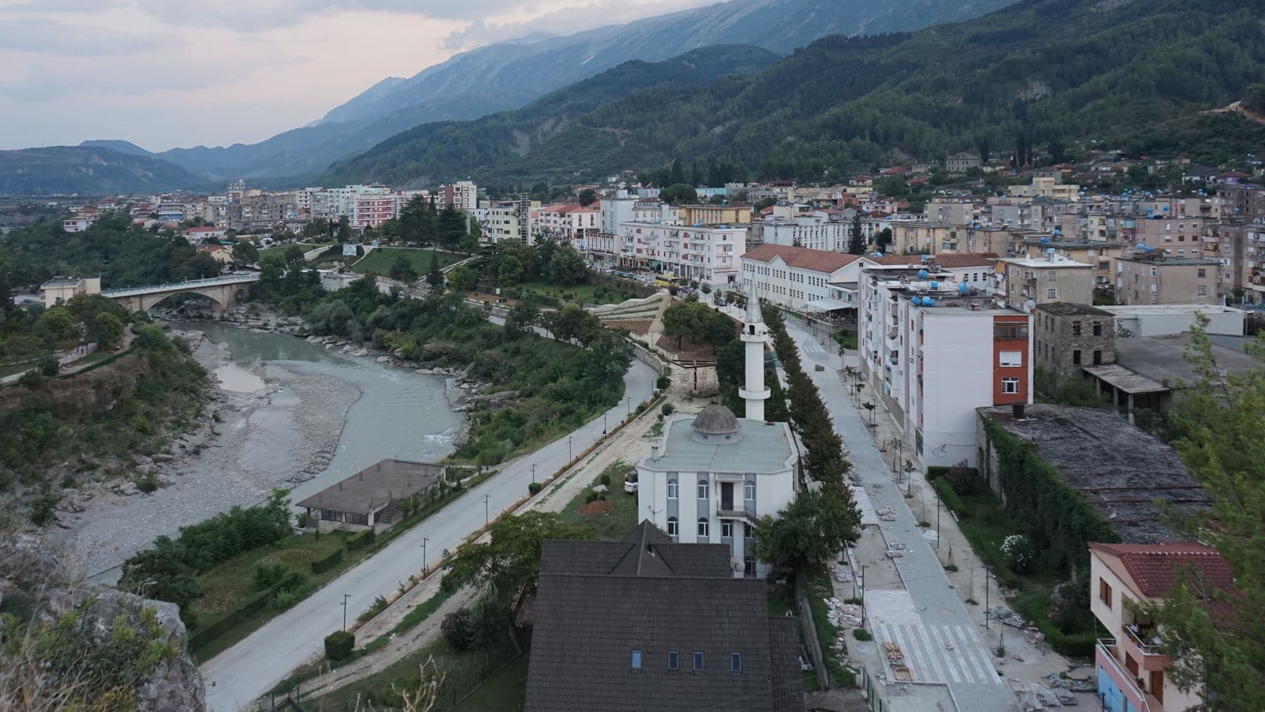 Vjosa river canyon and Benjë Ottoman bridge