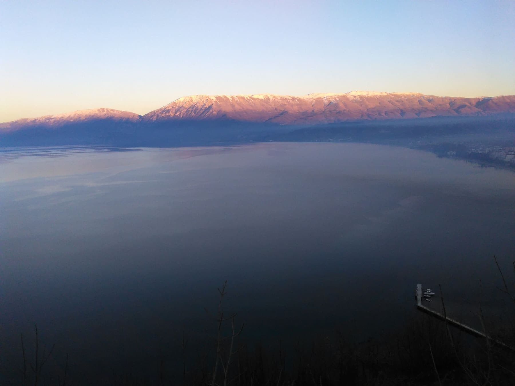Lake Ohrid shoreline near Pogradec and Lin