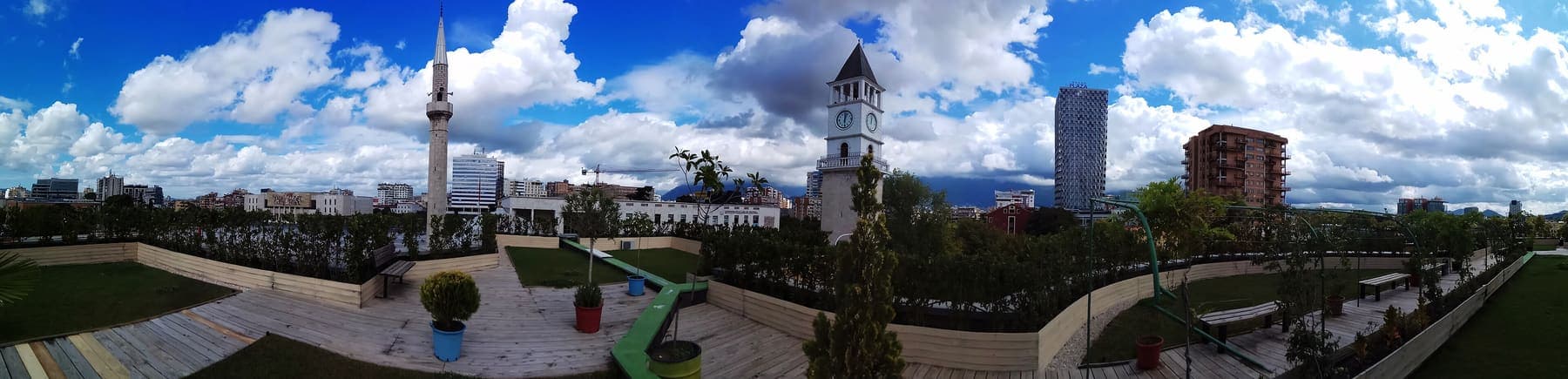 Tirana city landmarks and bunker entrances