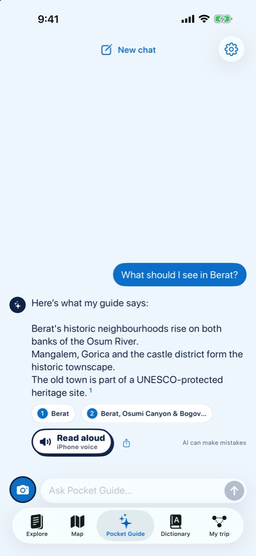 Pocket Guide answering what to see in Berat, with sources