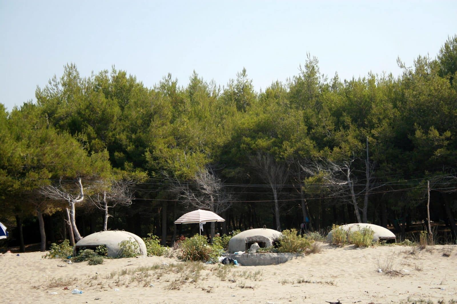 Bunkers on a beach in Albania